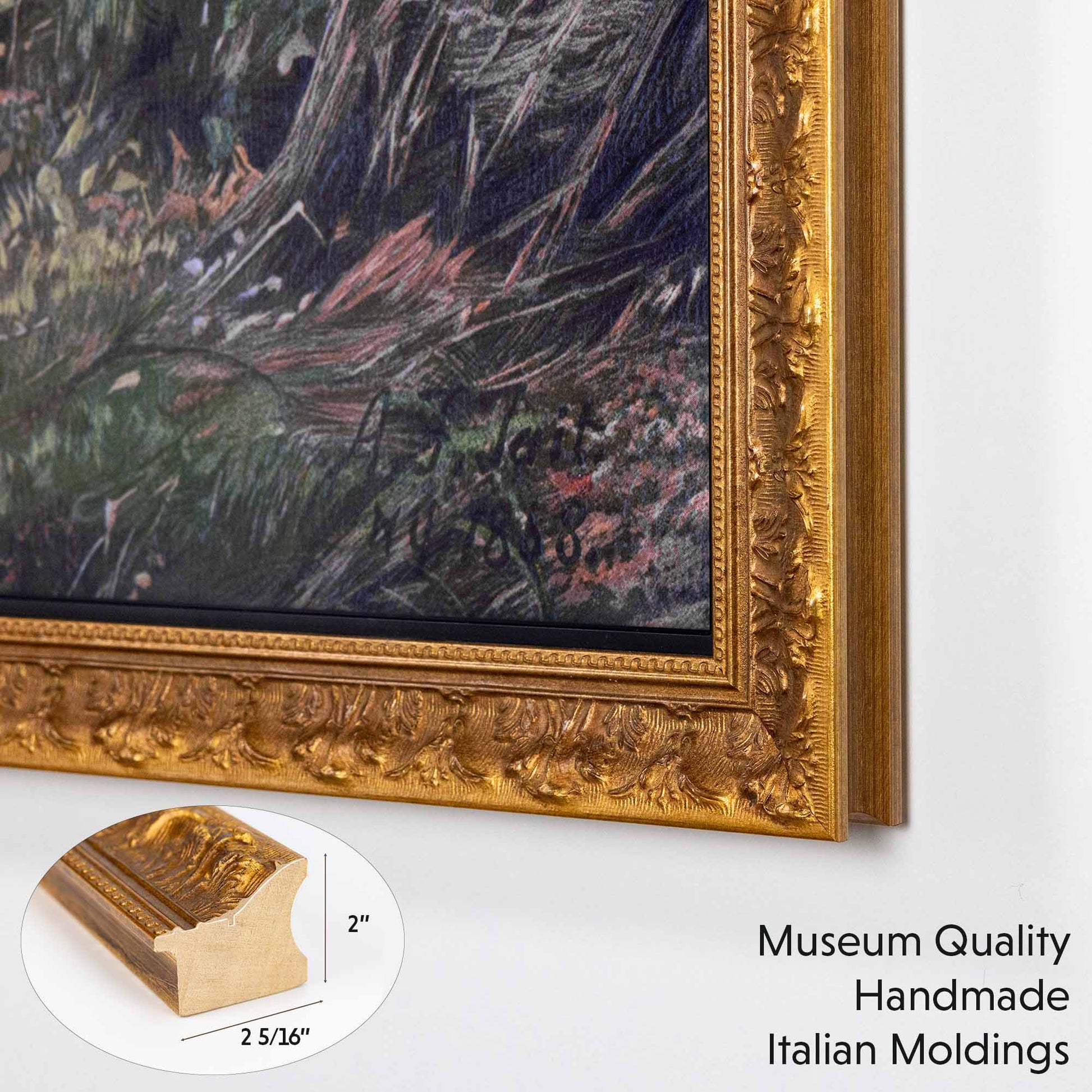 Antique Gold ornate tv frame is made from high quality Italian moldings