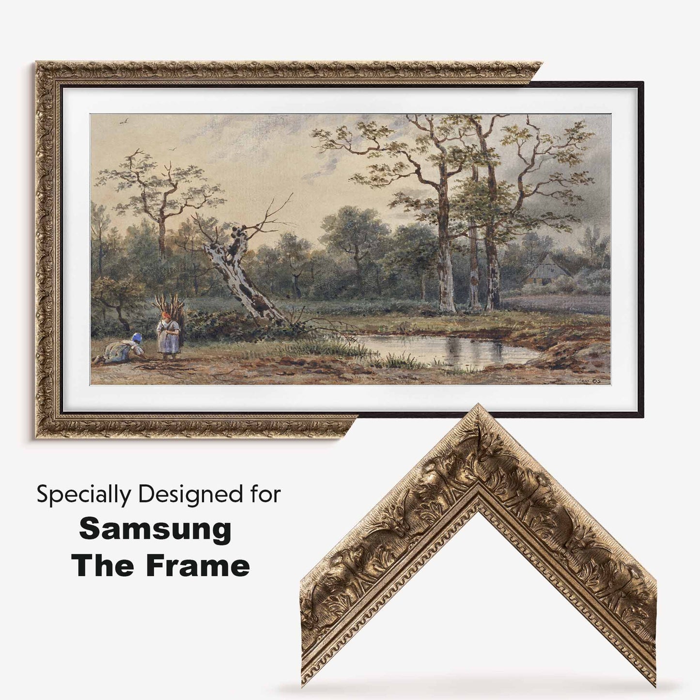 Antique Silver TV Frame is made specially for Samsung The Frame