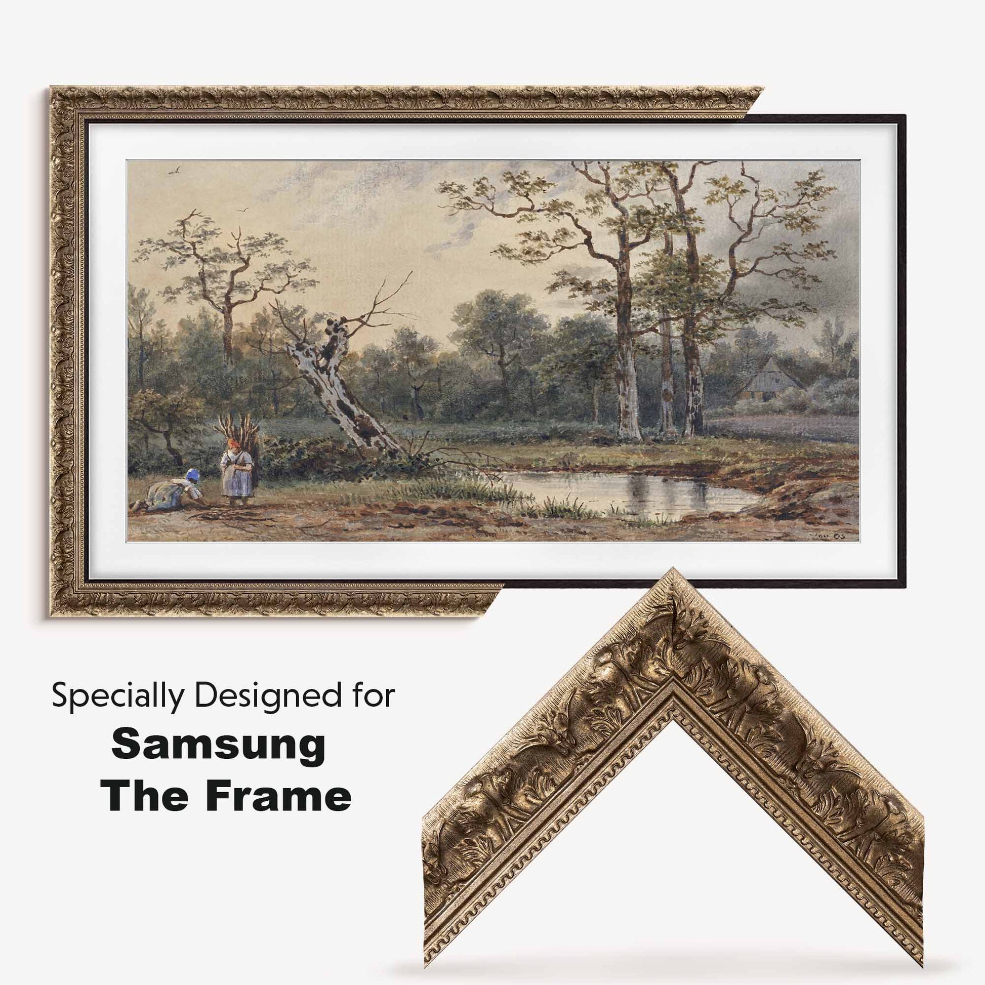 Antique Silver TV Frame is made specially for Samsung The Frame