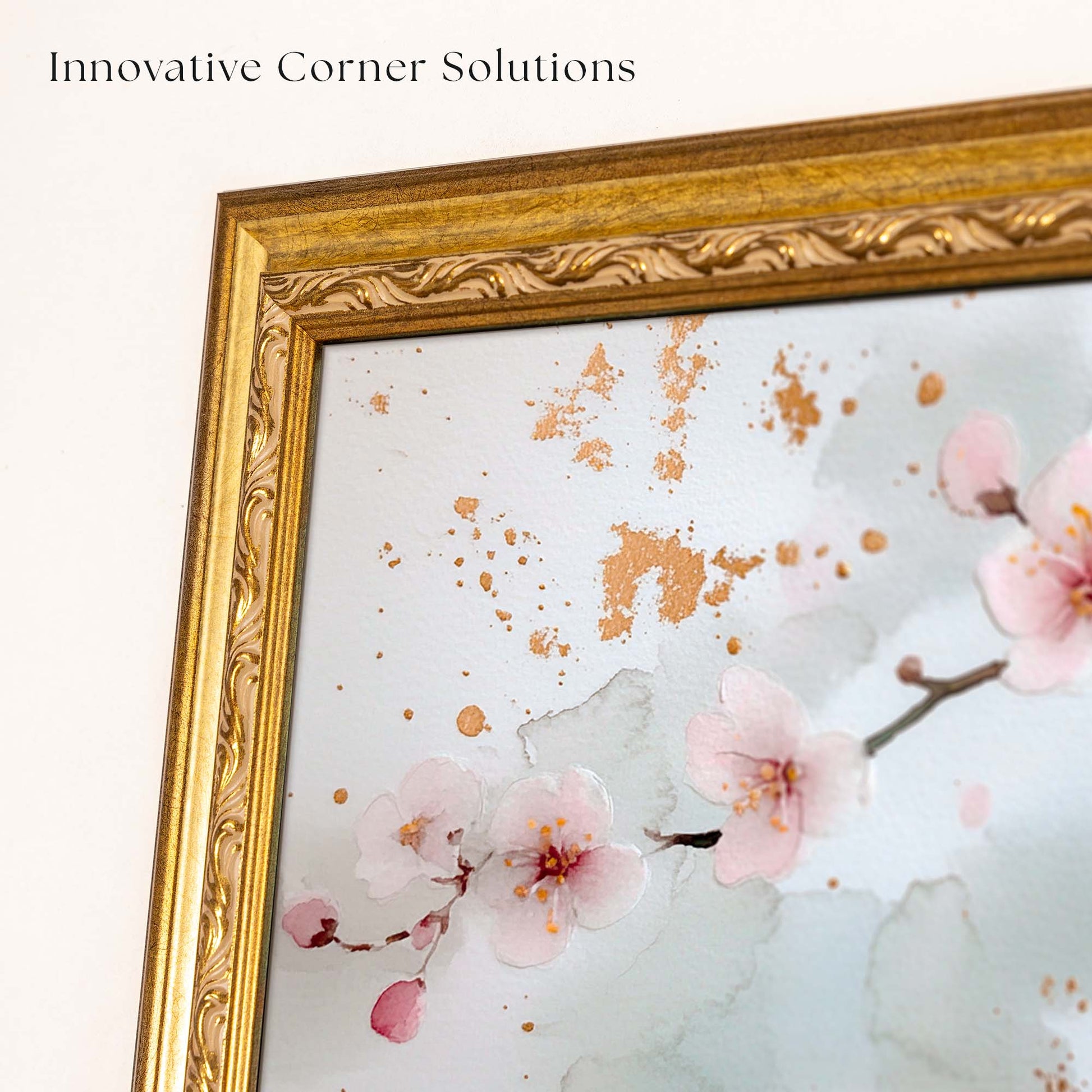 Antique gold tv mount has innovative corner solution
