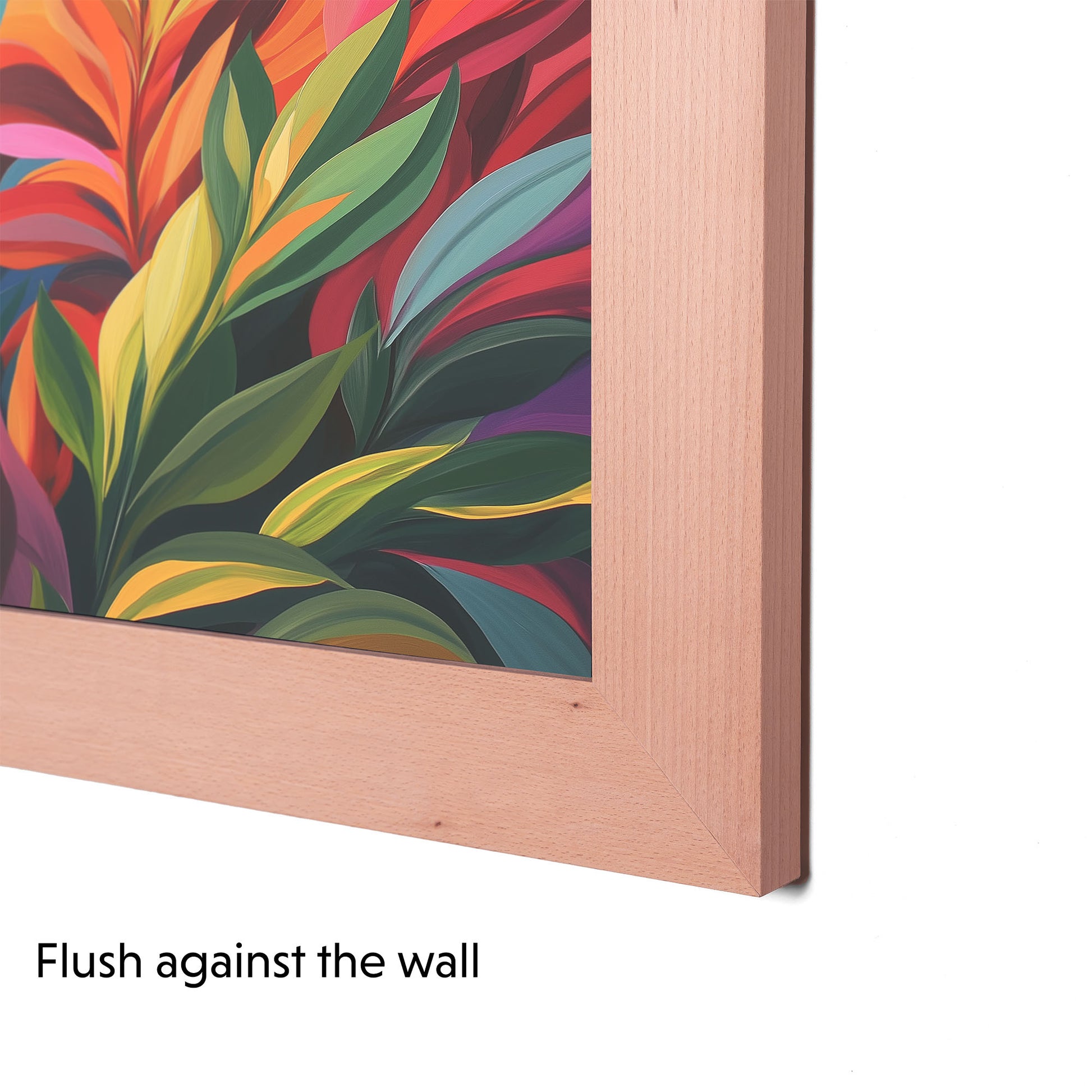 Beech veneer tv bezel flushes against the wall when mounted on tv
