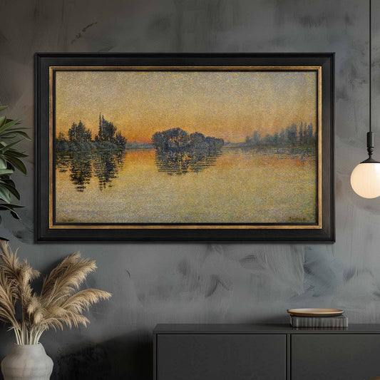 close up to Black & Gold Tv frame on grey wall in Modern style