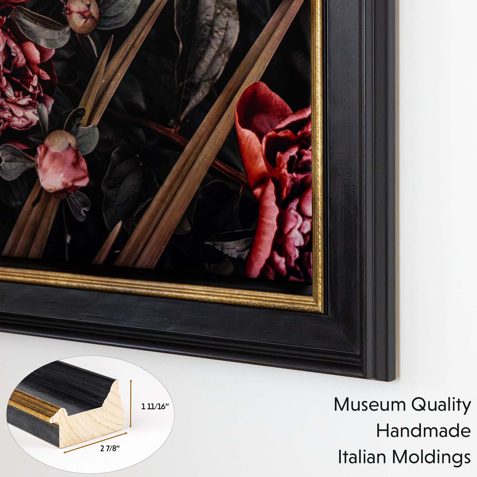 Black and Gold TV mount is made from museum quality italian moldings