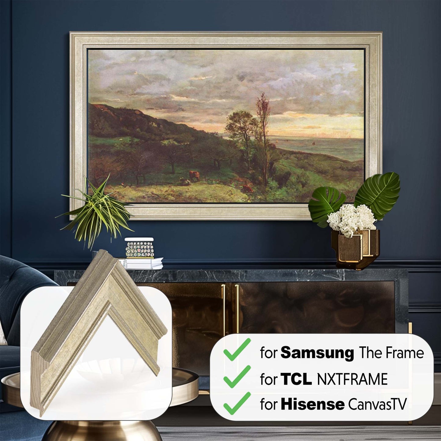Antique Champagne Leaf TV Frame