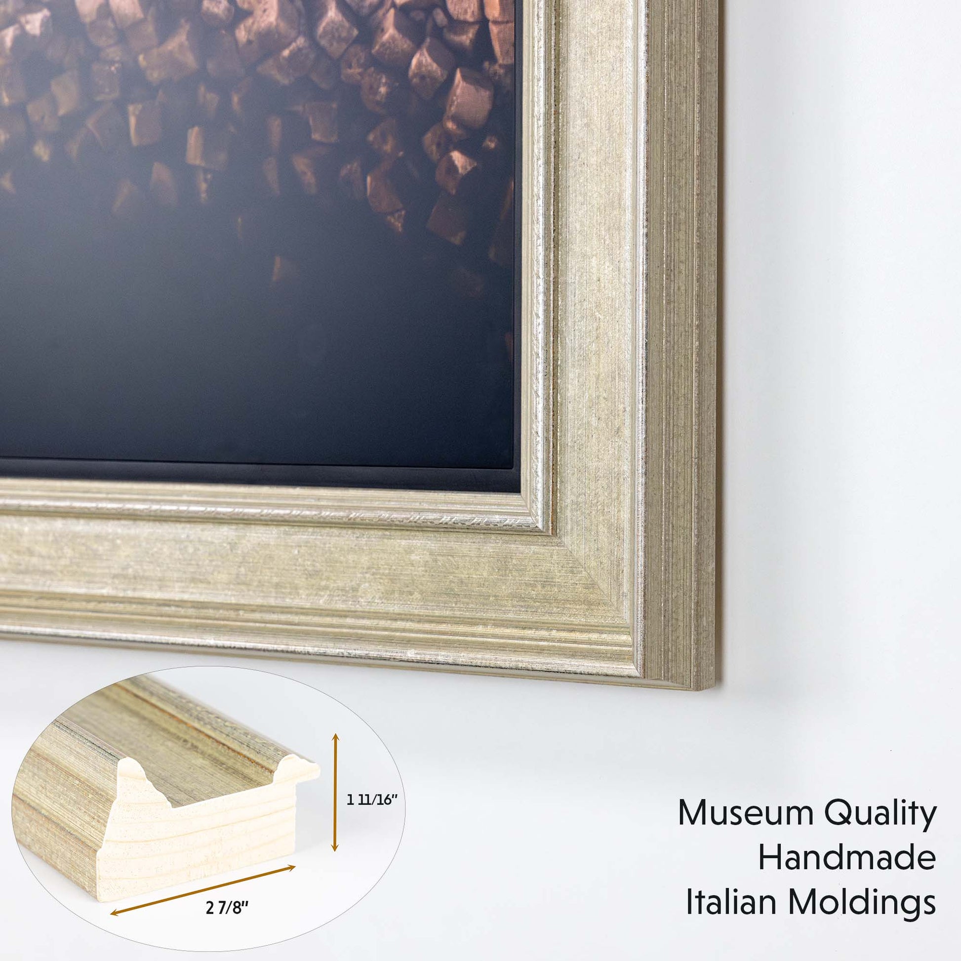 Champagne TV mount in made from High Quality Italian Moldings