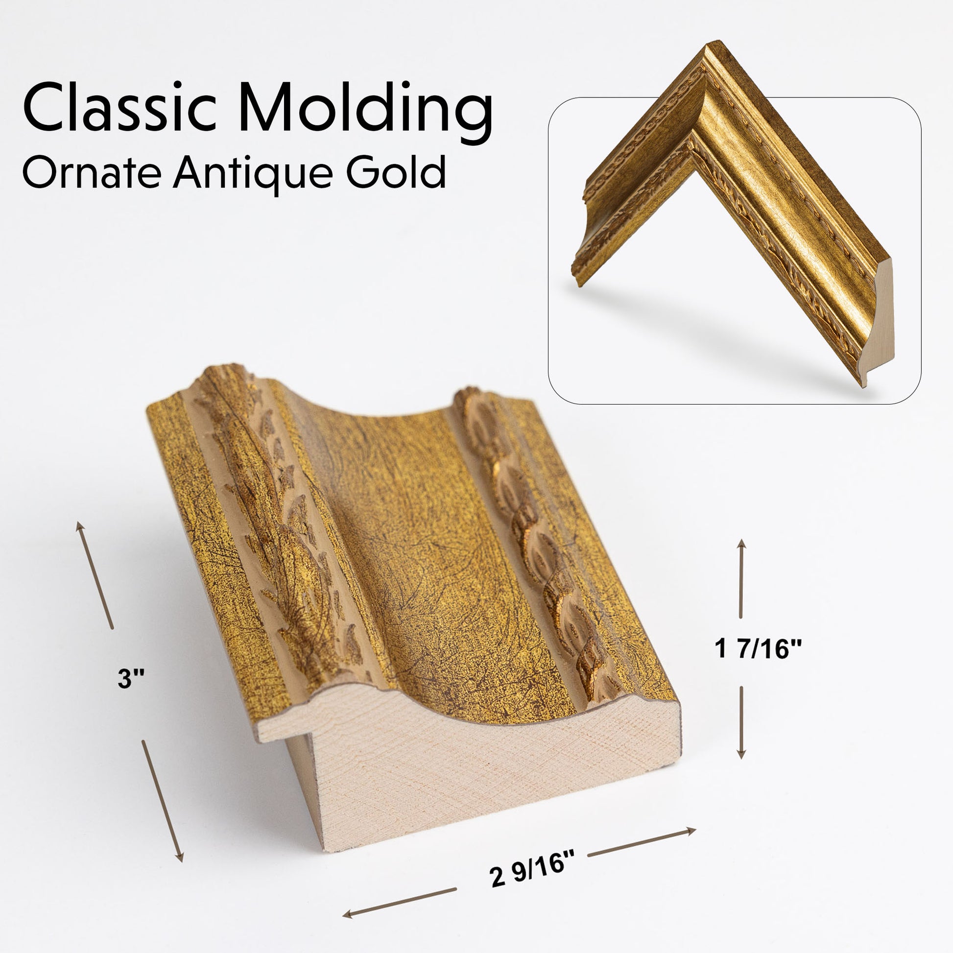 Classic ornate molding size