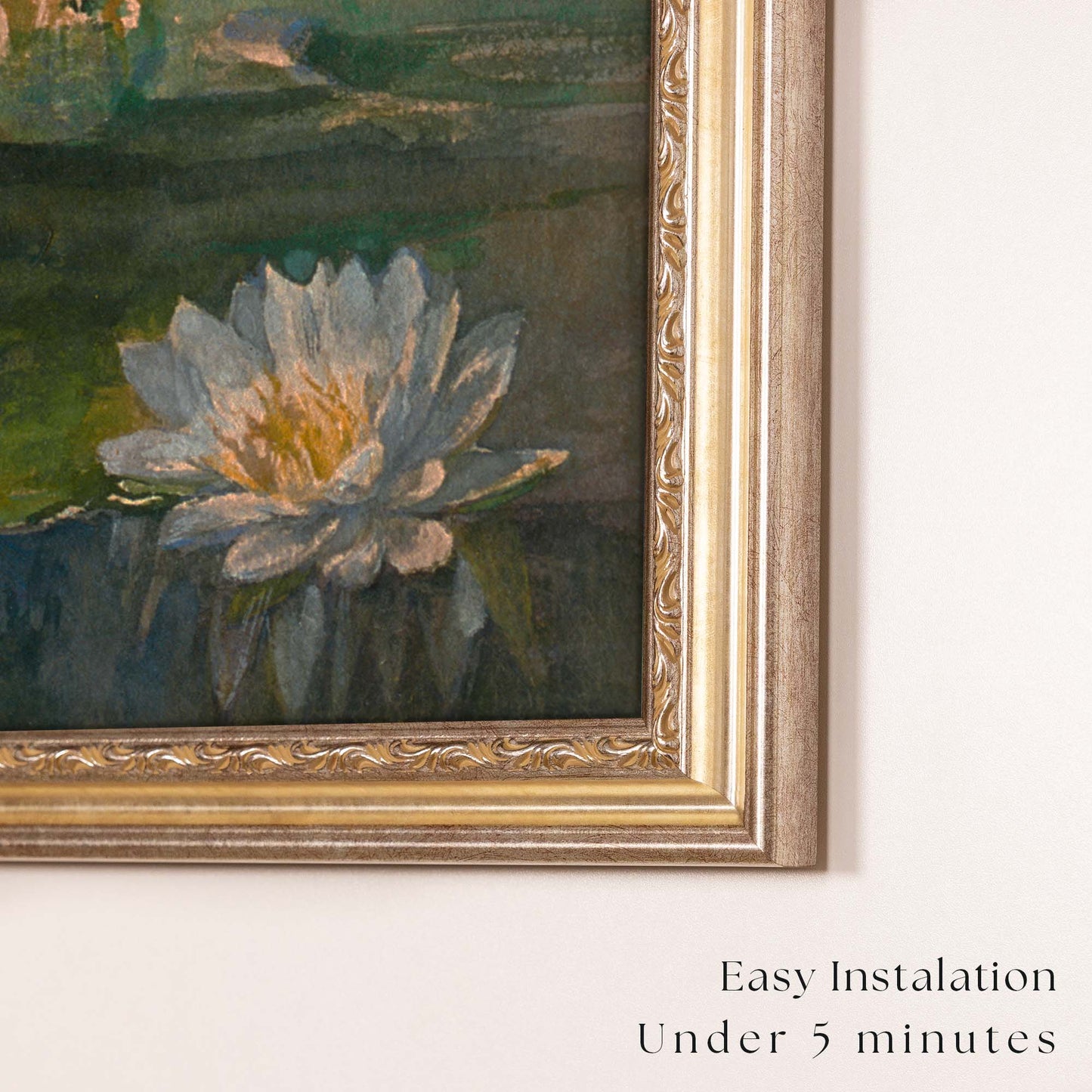 Close up to ornate champagne TV frame corner