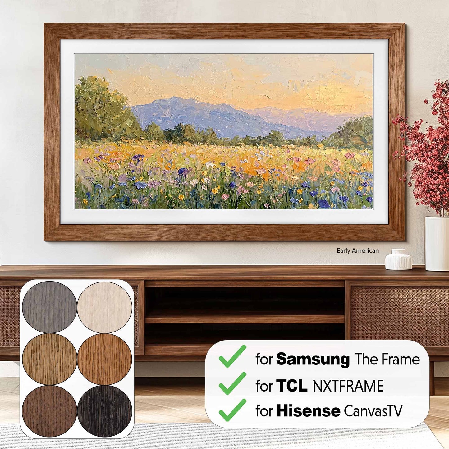 Cadre doré orné pour Samsung The Frame TV, lunette TV finition or antique faite à la main, tailles de cadre TV en bois 32, 43, 50, 55, 65, 75, 85 pouces