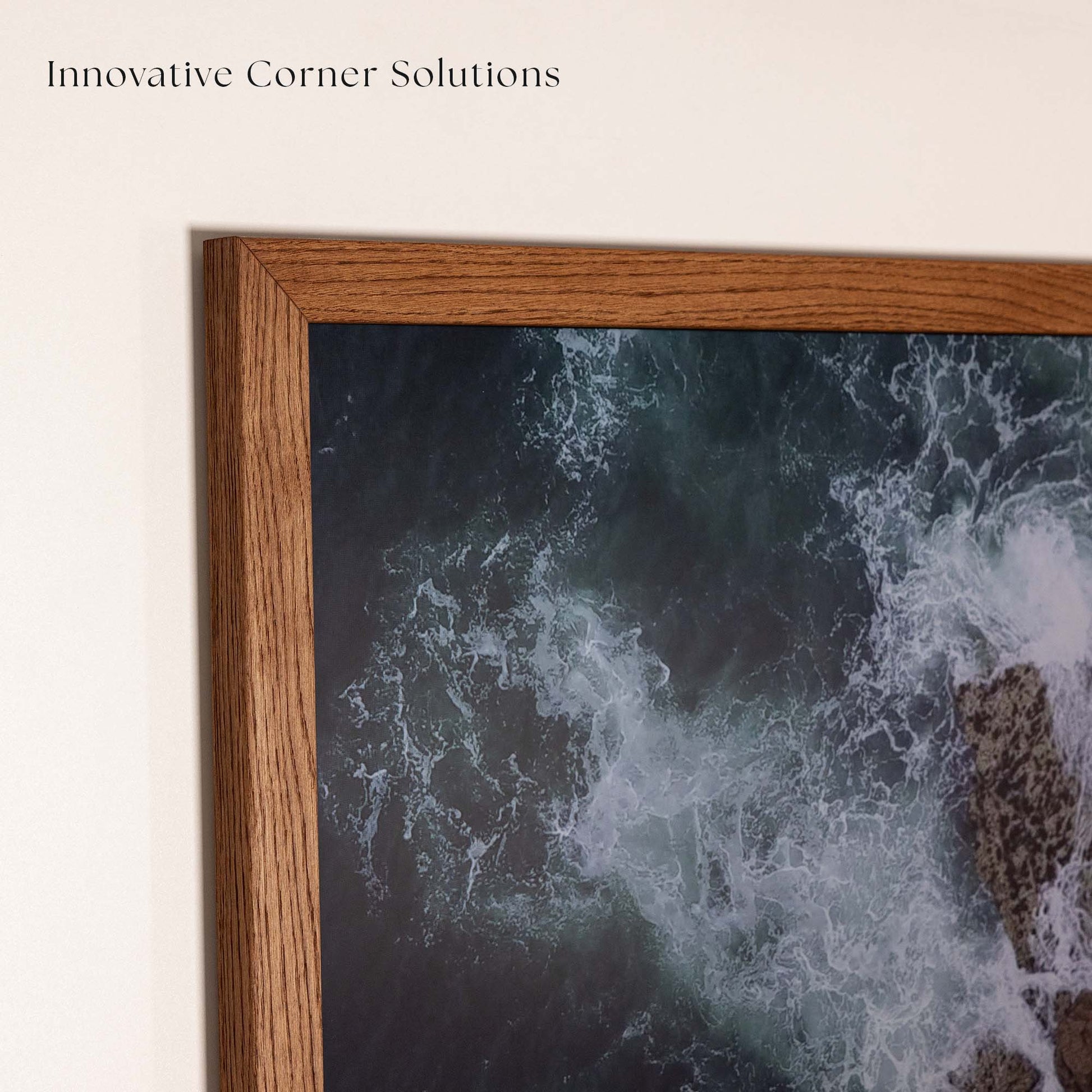 English Chestnut color oak tv bezel has innovative corner solutions