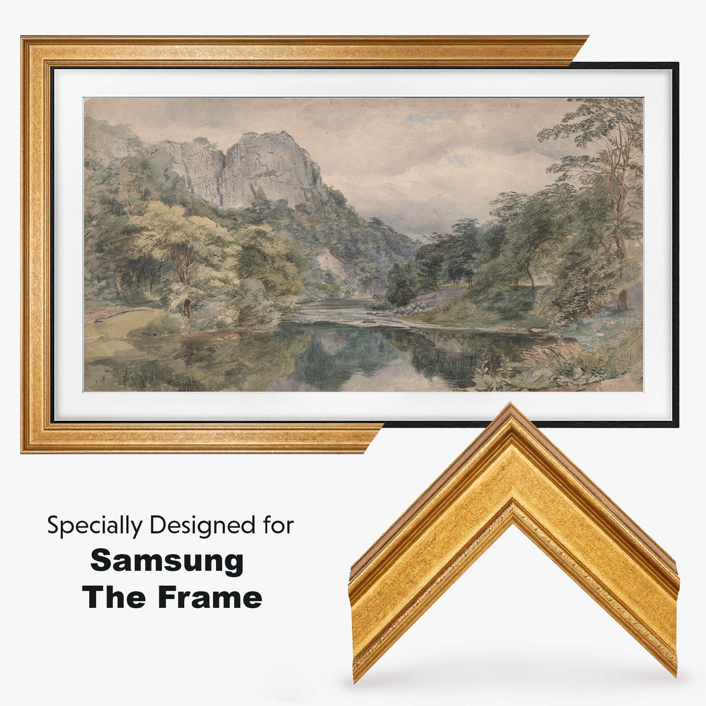 Gold Leaf TV Frame designed specially For Samsung the frame