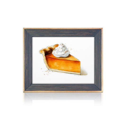 Framed artwork of a slice of pie with whipped cream on a white background, Unique Picture Frame