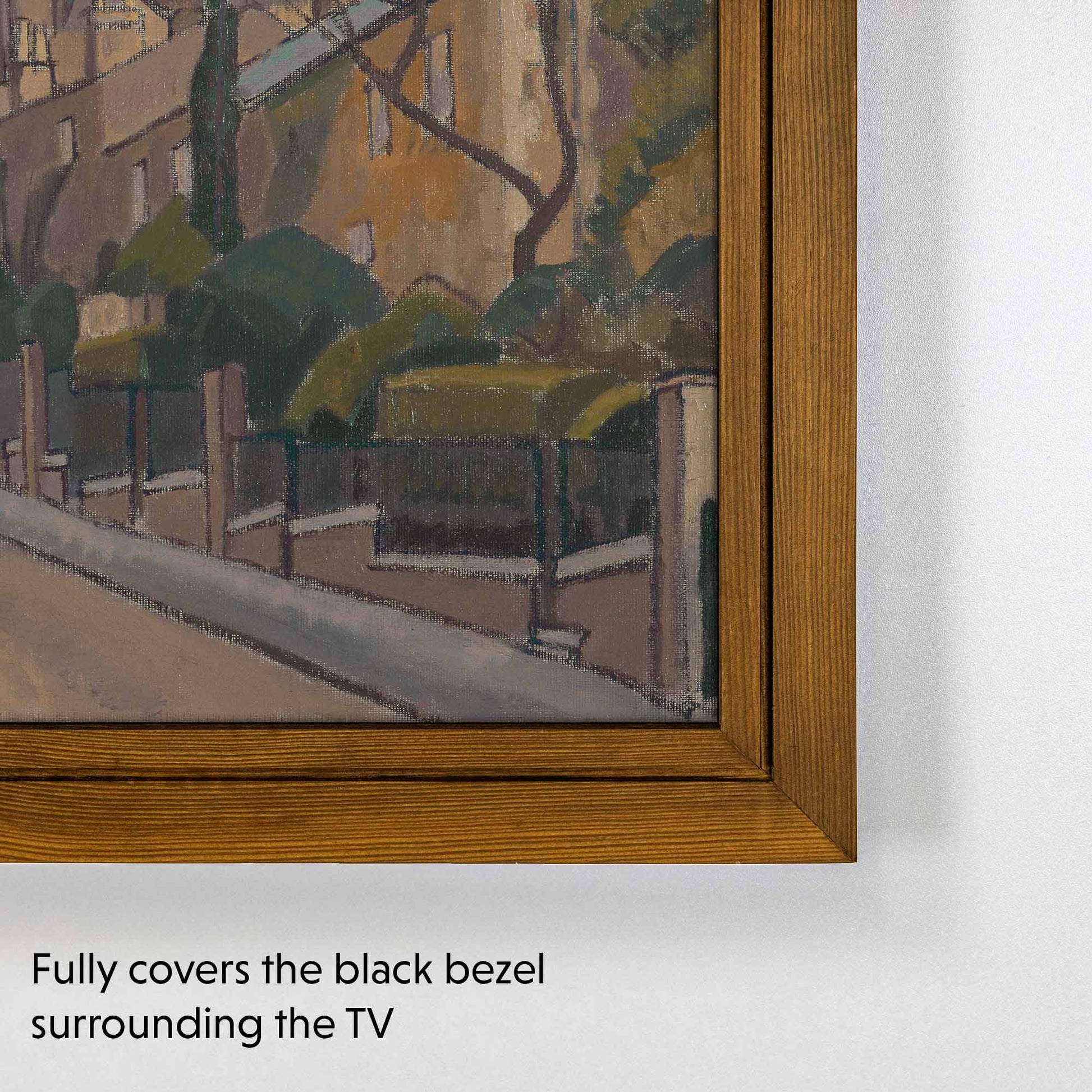 Honey Brown pine tv frame corner