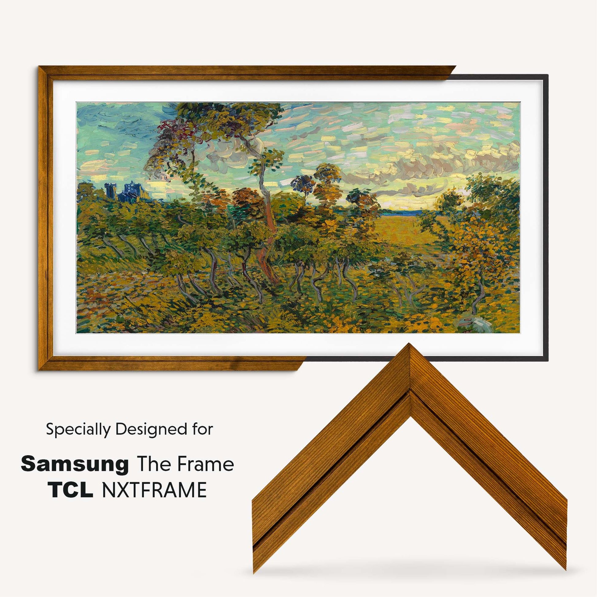 Honey brown pine tv frame designed specially for Samsung & TCL TV's