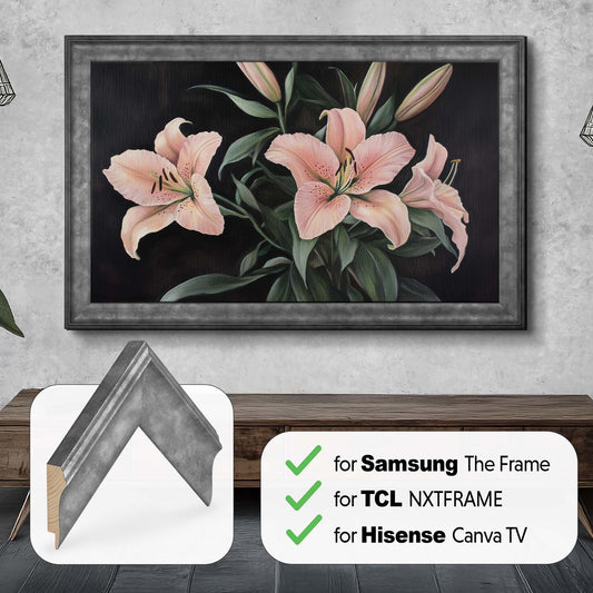 Matte Gray TV Frame in modern rustic interior design