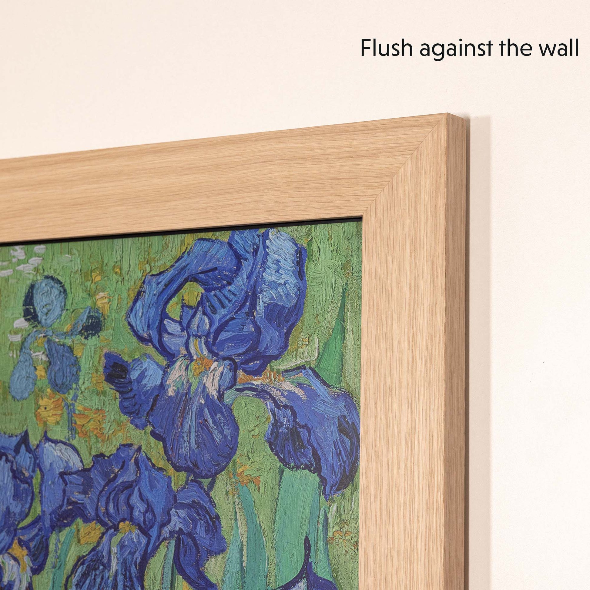 Oak hardwood tv mount flushes against the wall when mounted on The Frame TV