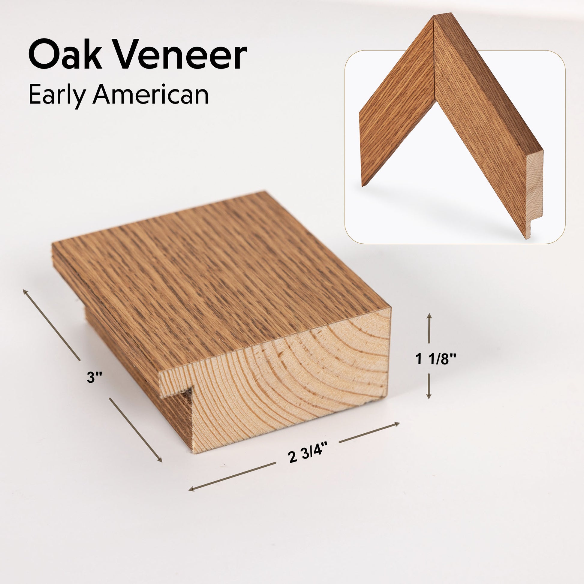 Oak veneer molding size