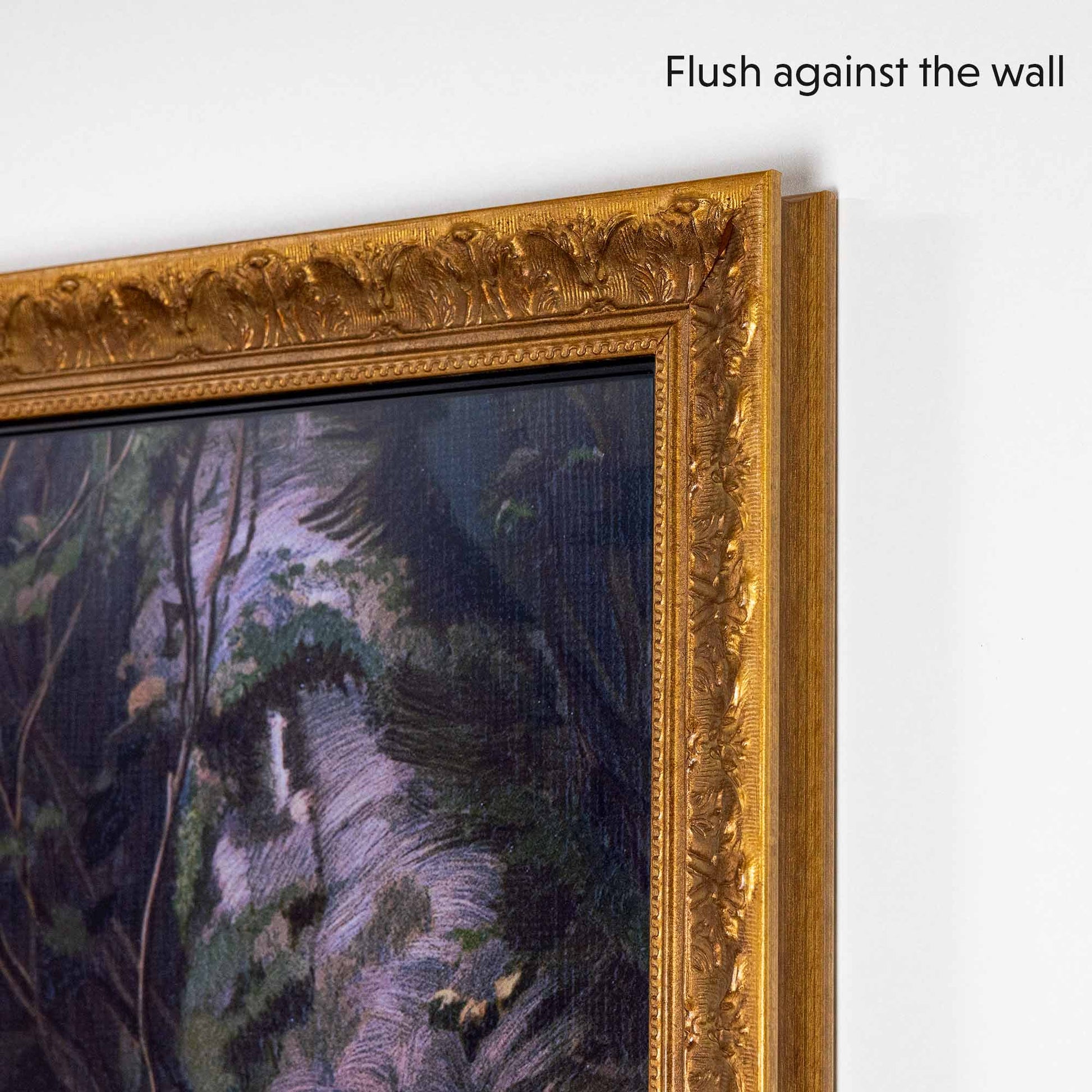 Olden Gold TV frame flushes against the wall