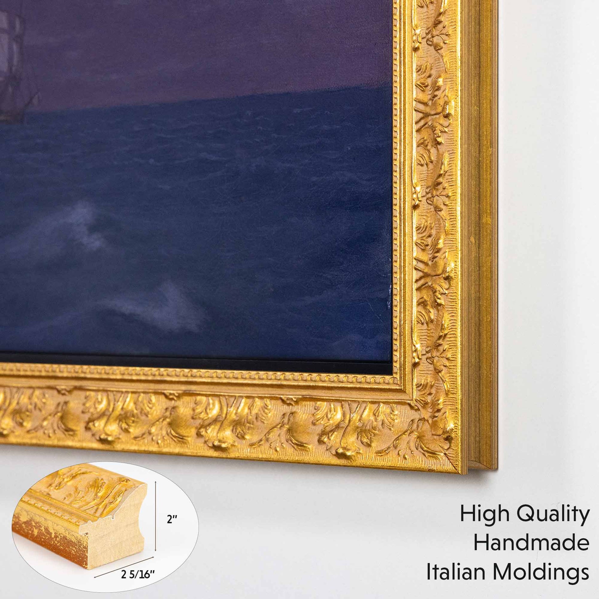 Ornate Gold TV Frame is made from museum quality Italian moldings