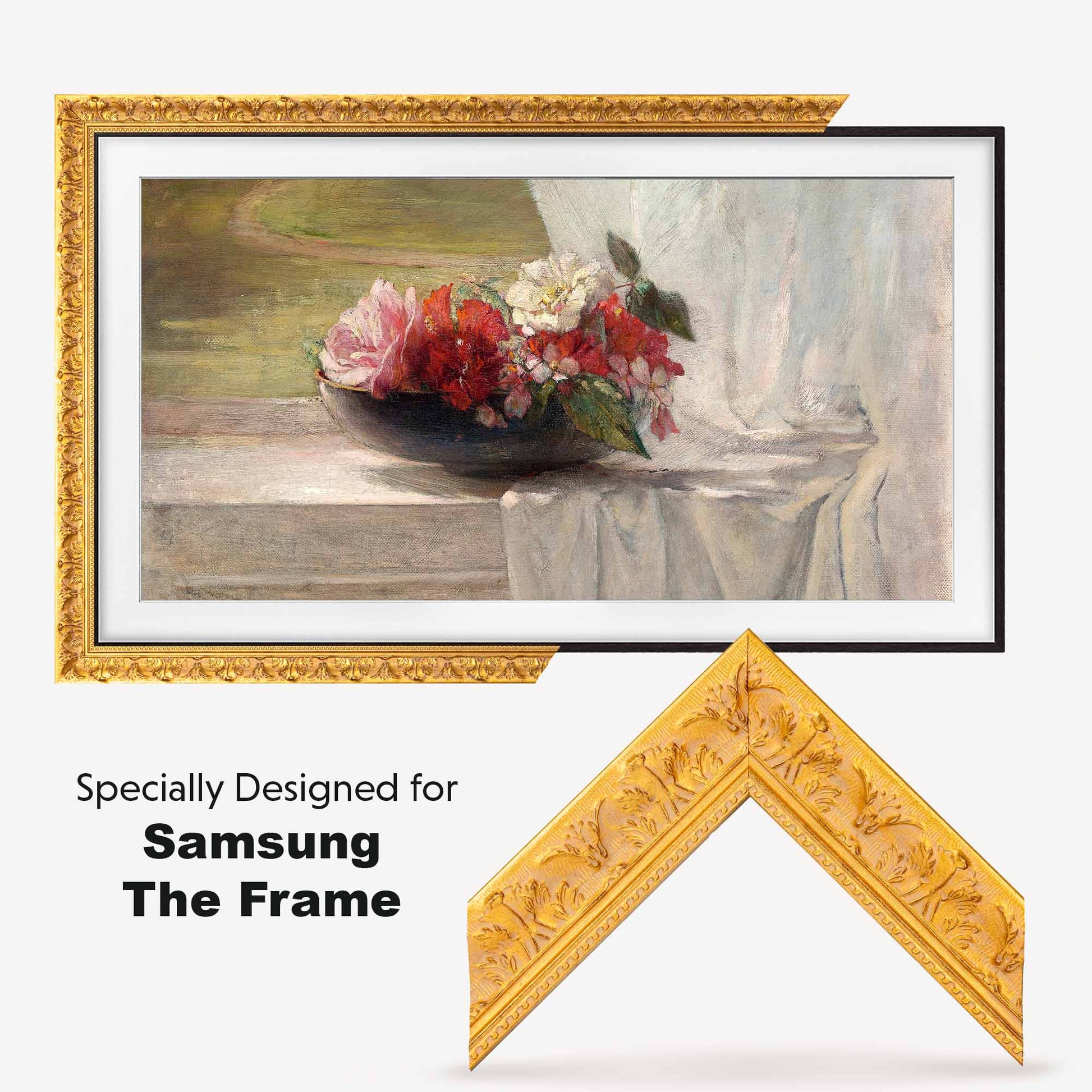 Ornate Gold TV Frame specially designed for Samsung The Frame