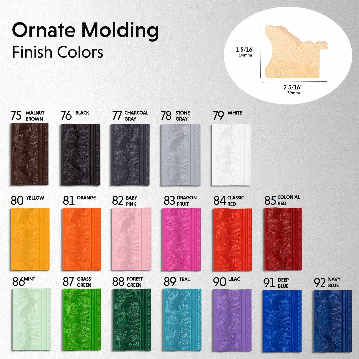Ornate molding sample colors