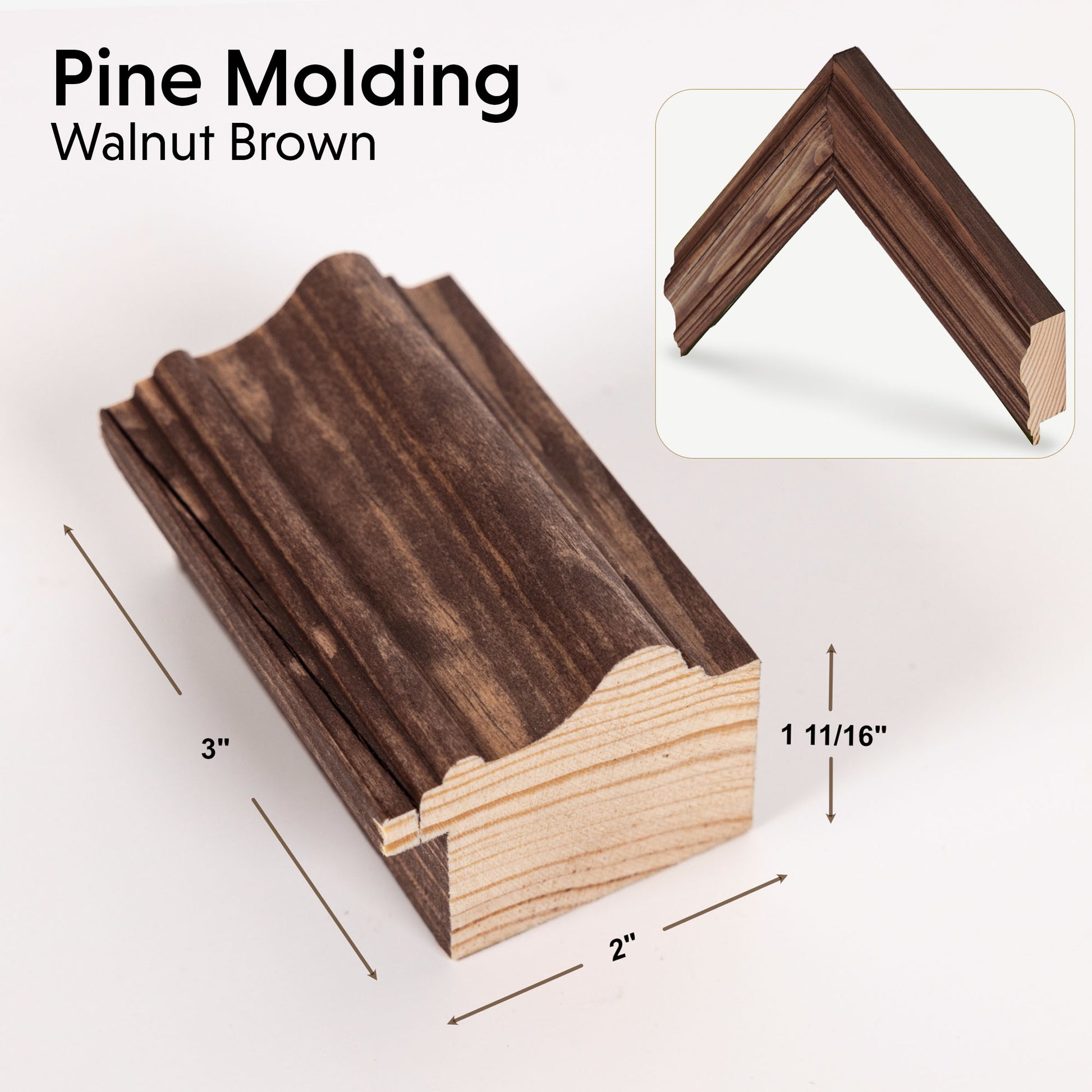 Pine molding stained size