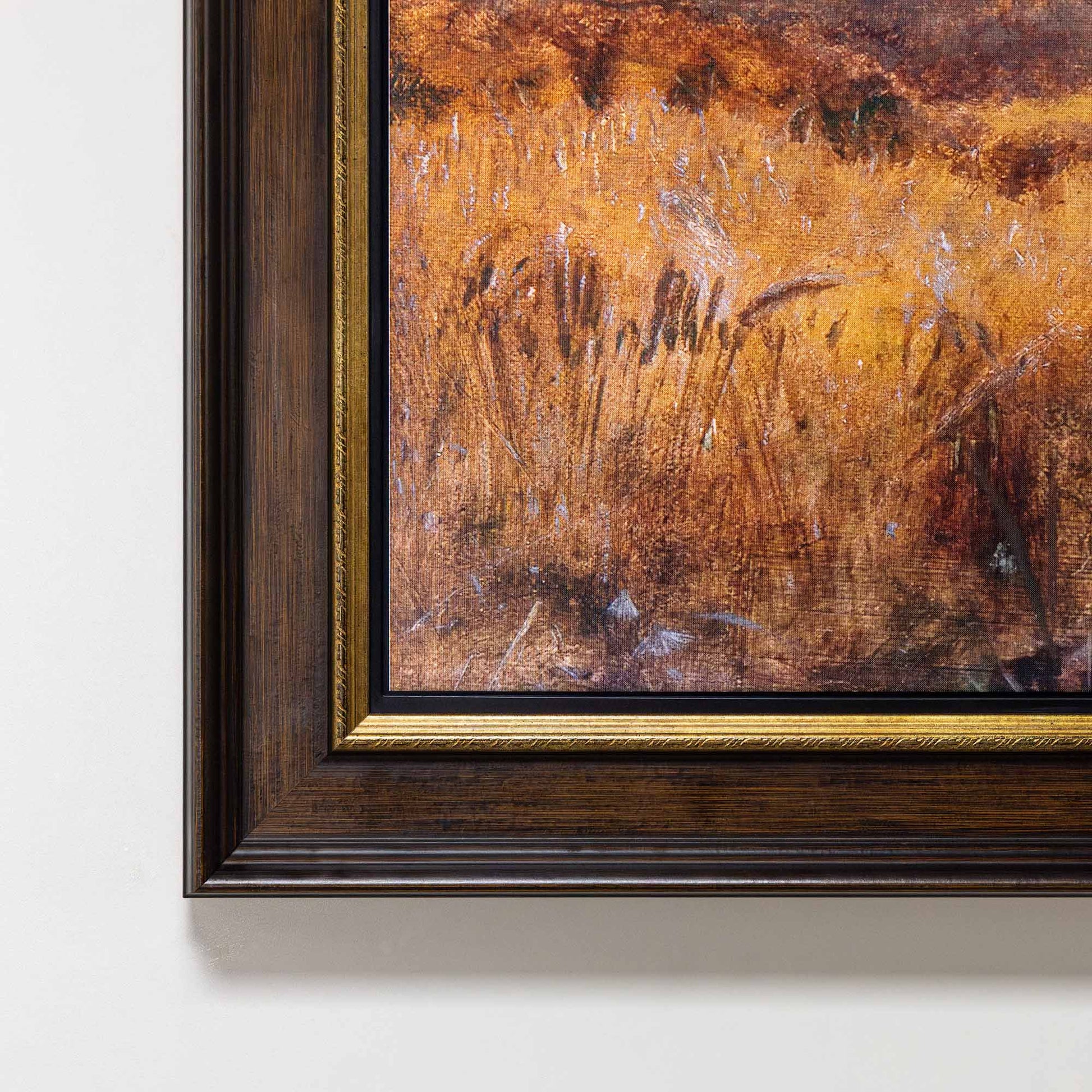 Rustic Brown with gold line tv frame corner