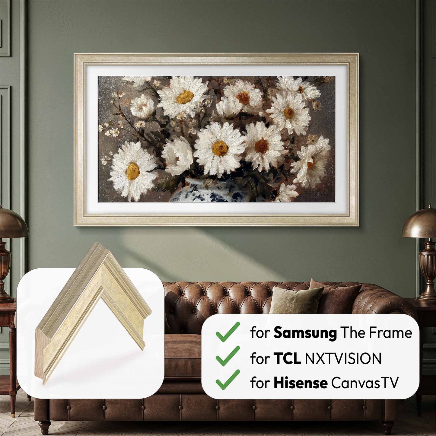 Antique Champagne Leaf TV Frame