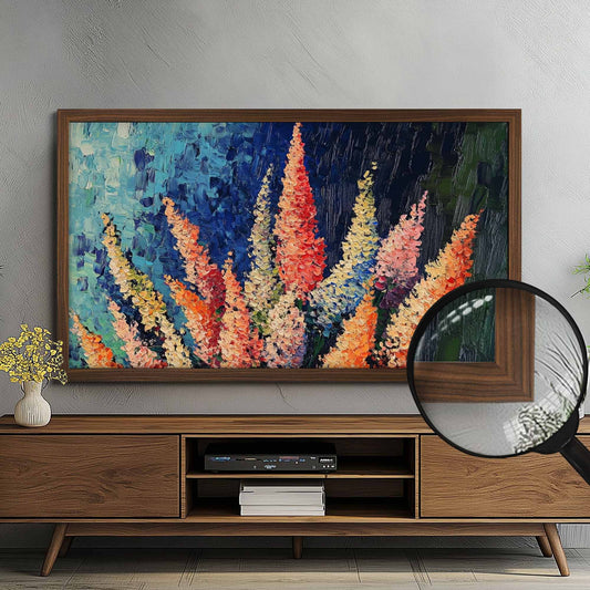 Thin Walnut Frame for Samsung The Frame TV in modern gray living room design