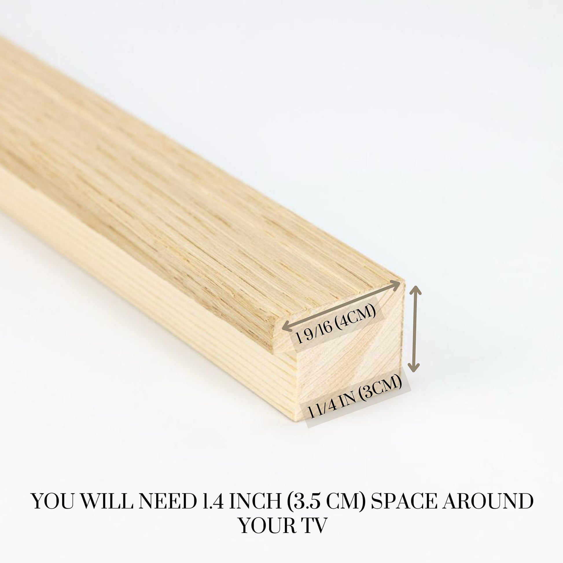 Thin oak TV bezel size