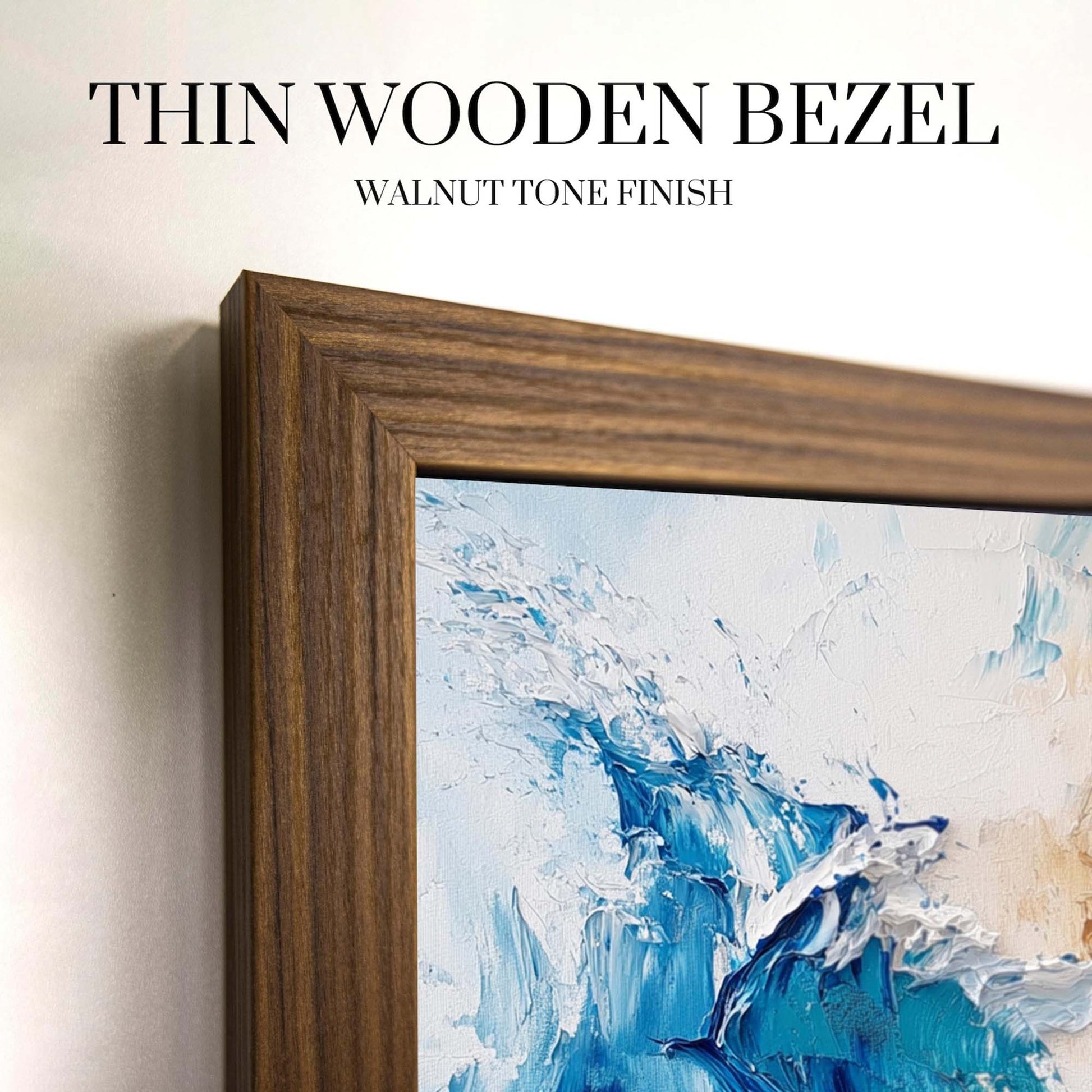 Thin walnut TV bezel corner with walnut texture