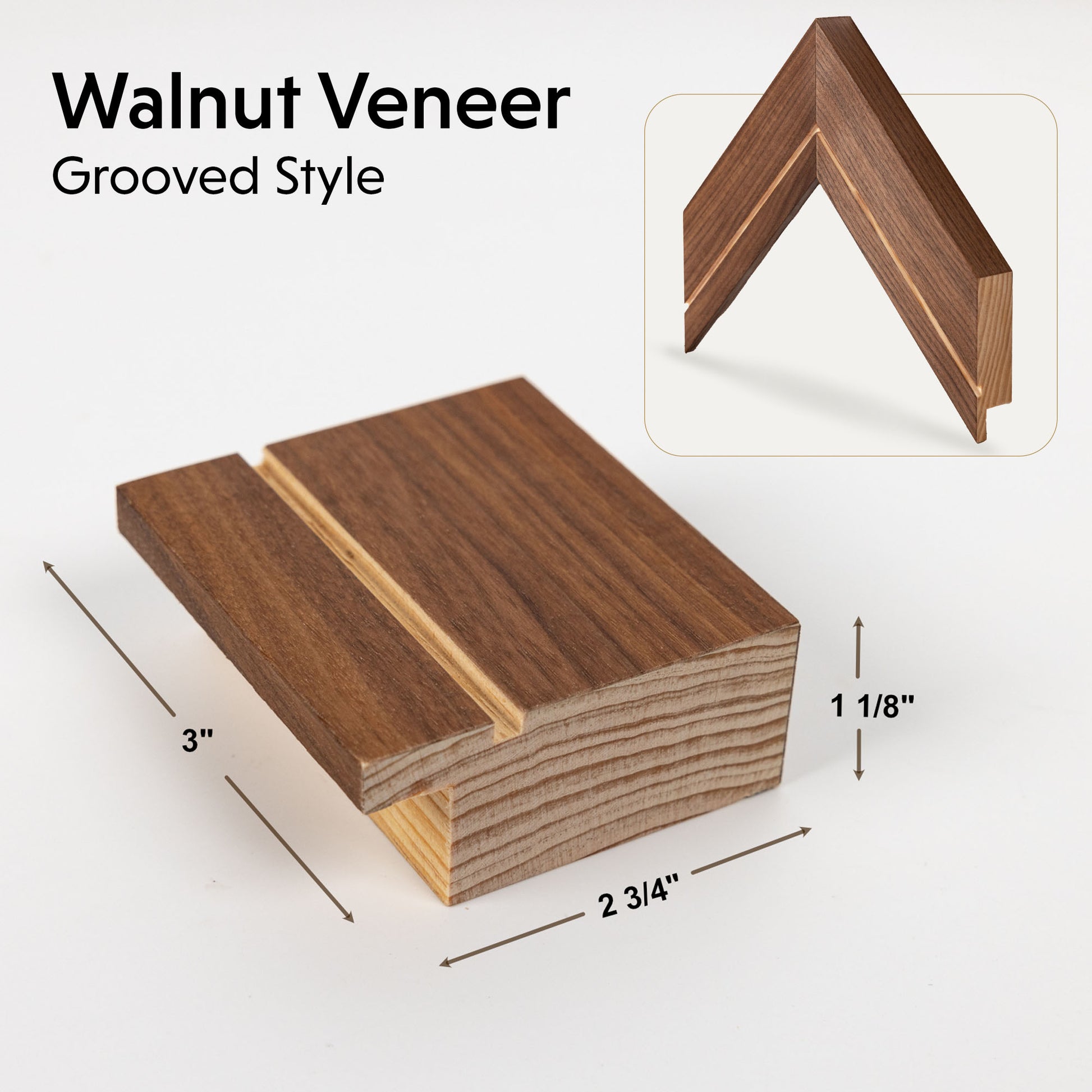 Walnut veneer grooved size