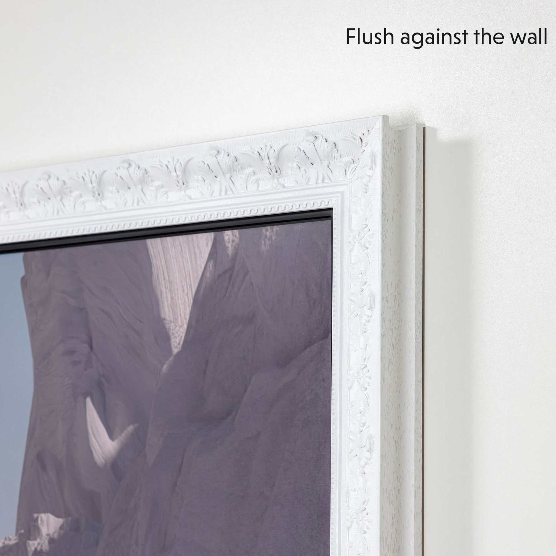 White TV Frame flushes against the wall