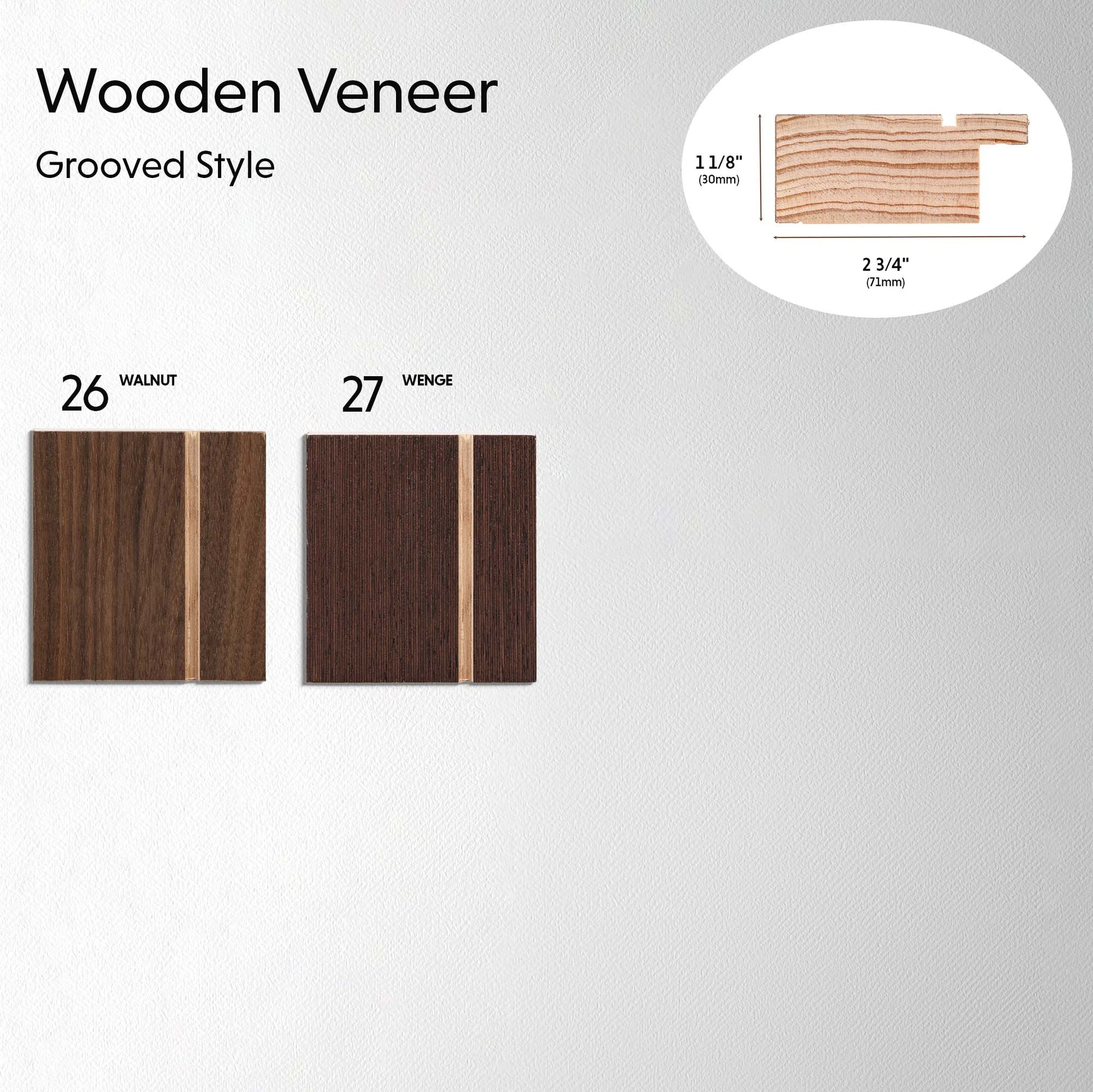 Wooden veneer grooved sample colors