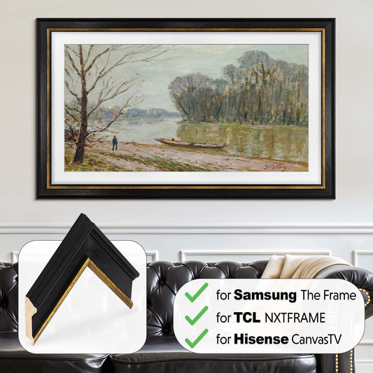 Antique Gold Leaf & Black TV Frame