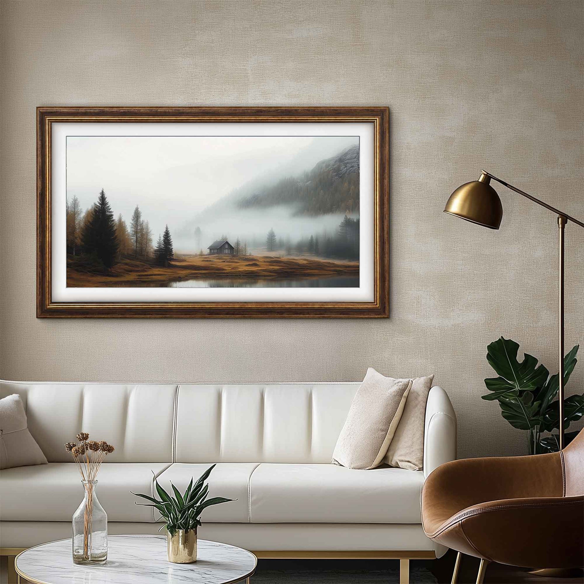 Brown & Gold TV frame for Samsung The Frame Tv, Handmade Gold and Brown TCL NXTFRAME Bezel, Hisense CanvasTV Sizes 32 43 50 55 65 75 85 inch. 