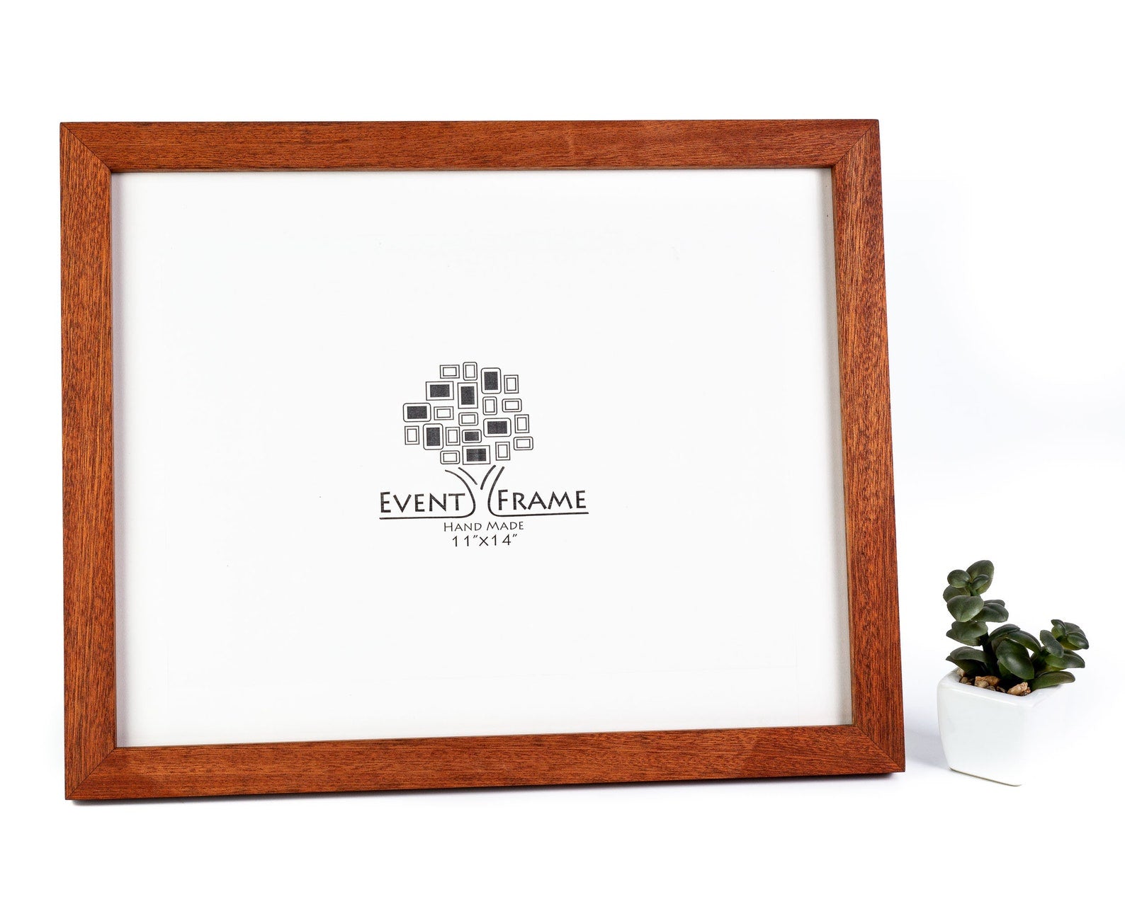 Wooden picture frame with 'Event Frame' logo on a white background.Wall Art Picture Frame From Sapele Hardwood, Modern Style Poster Frame, Any Size 8x10, 11x14, A5, A4, A3, 10x12, 8,5x11, 8x12, 5x7, 4x6, 8x8