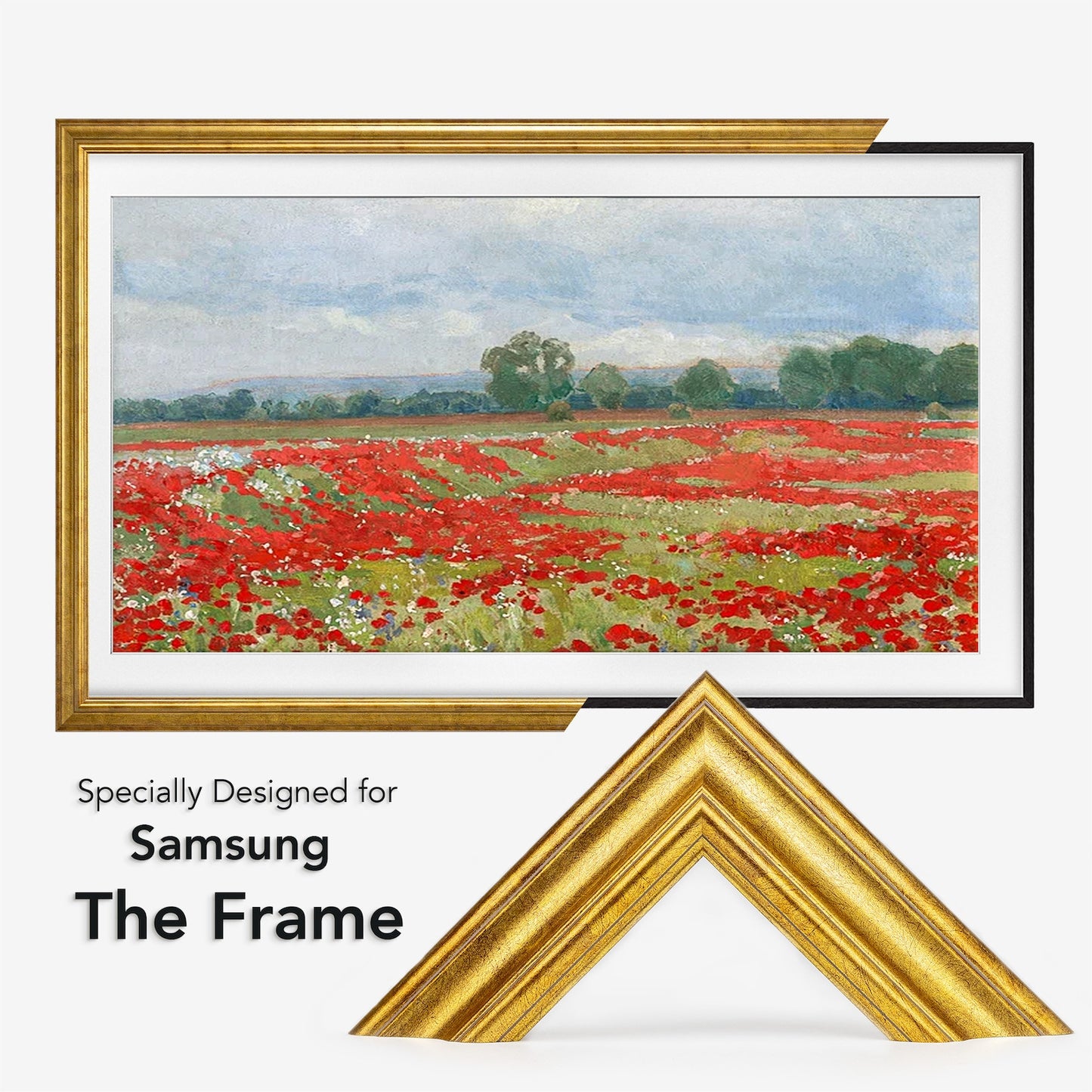 Gold Frame for Samsung The Frame TV. Frame Sizes for 32, 43, 50, 55, 65, 75, 85 inch TV.