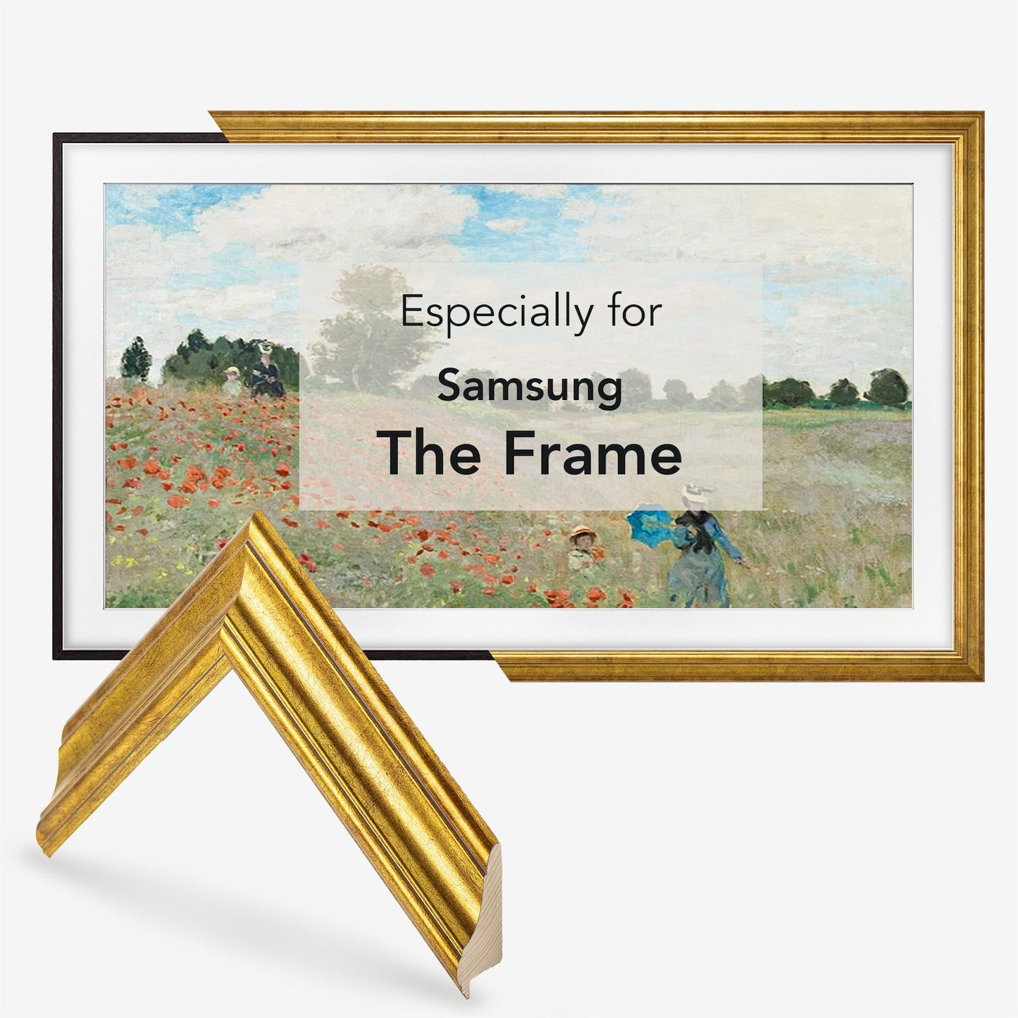 Gold Frame for Samsung The Frame TV. Frame Sizes for 32, 43, 50, 55, 65, 75, 85 inch TV.
