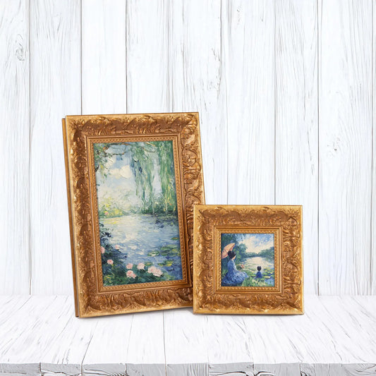 A4 size Ornate Antique Gold Frame with white Mat