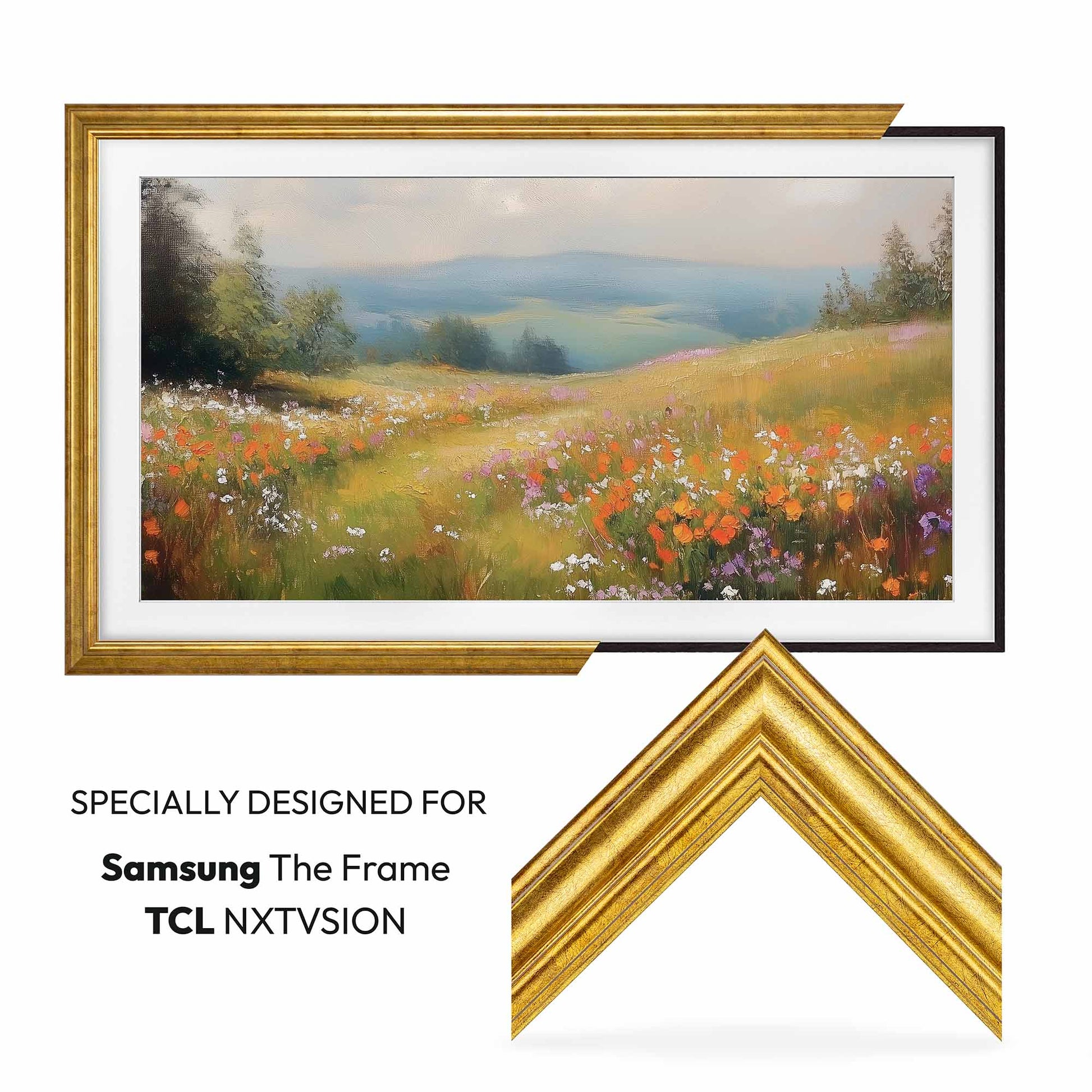 Vintage Gold Tv Frame Samsung The Frame and TCL NXTVISION
