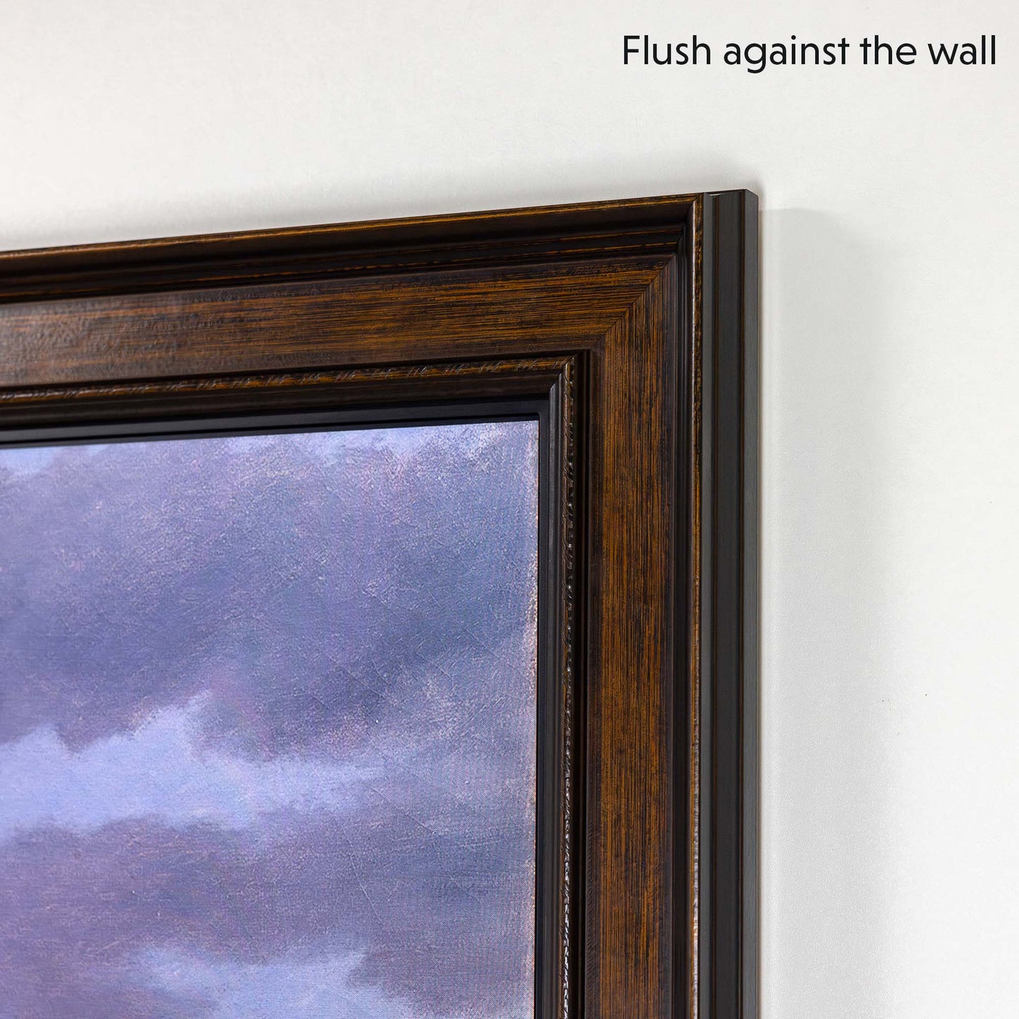mounted rustic tv bezel flushes against the wall