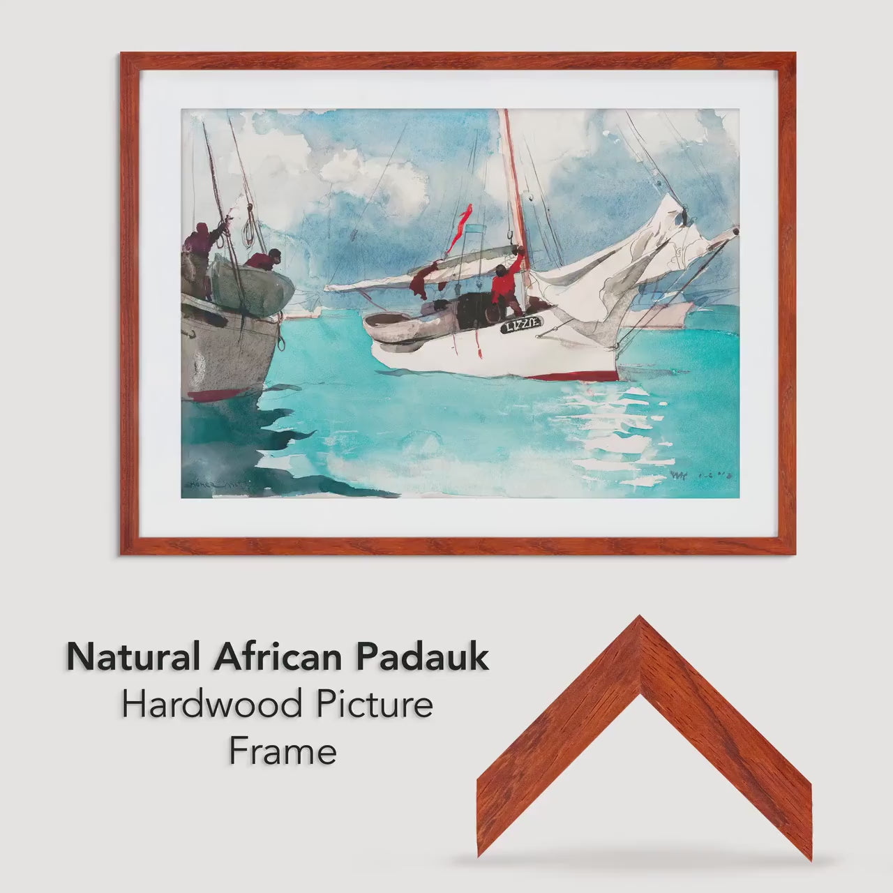 Handmade alder hardwood frame with rich brown tones and red accents. Finished in natural oil, it adds warmth and charm to your artwork or photos.