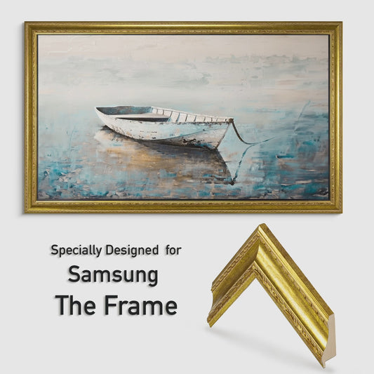 Ornate Gold Frame for Samsung The Frame TV, Handmade Antique Gold Finish TV Bezel, Wood TV Frame Sizes 32, 43, 50, 55, 65, 75, 85 inch