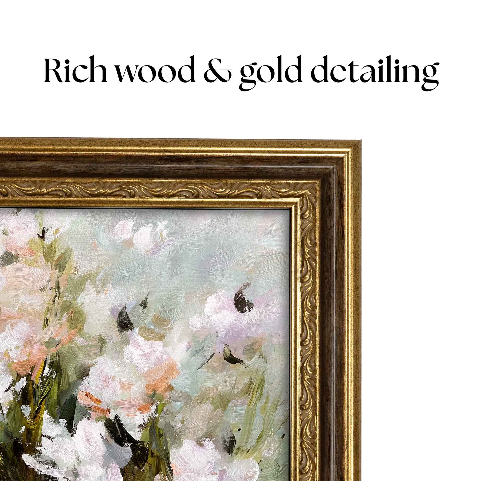 Dark Wood and Gold Leaf TV Frame Ornate Samsung Frame TV Bezel, Thin Vintage Gold Wooden Frame TCL tv Cover size 32" 43" 50" 55" 65" 75" 85"