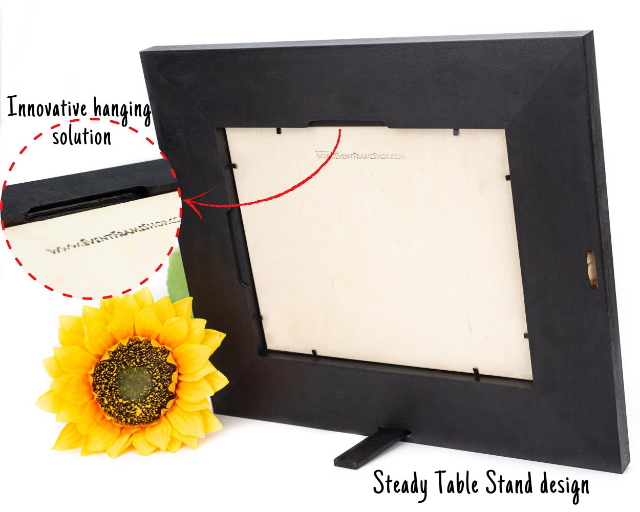 Black Vintage Design Photo Frame from Solid Birch Hardwood 3 inch wide