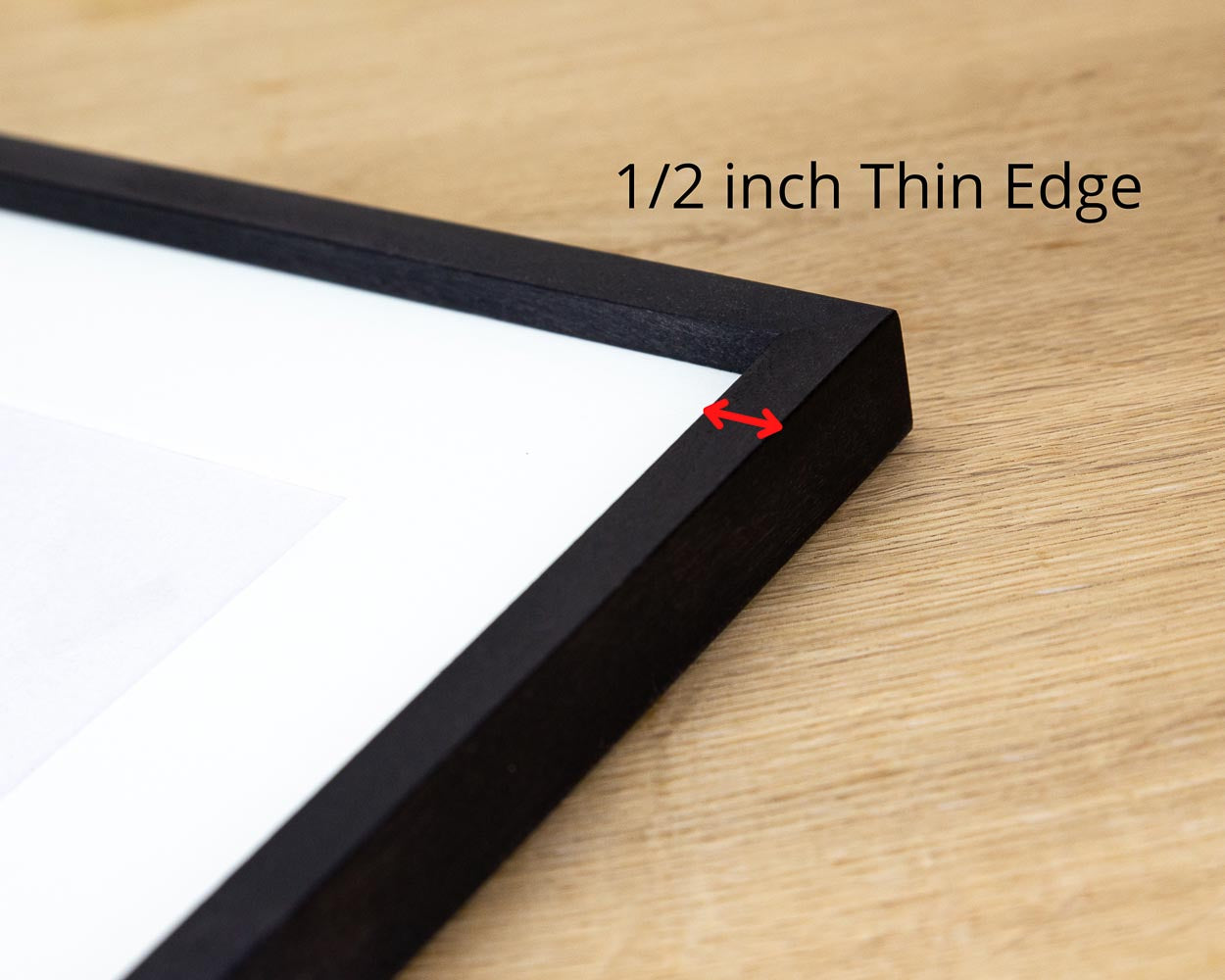 Super Slim Black Solid Birch Hardwood Photo Frame 1/2 Thin Edge