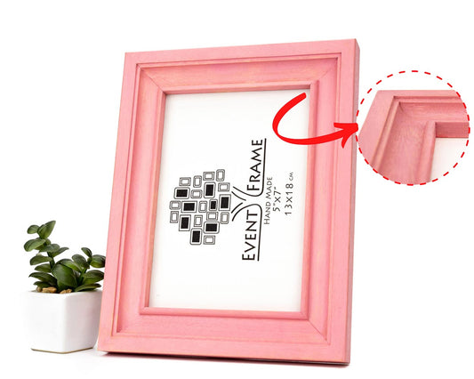 Cadre photo design vintage rose en bois dur de bouleau massif