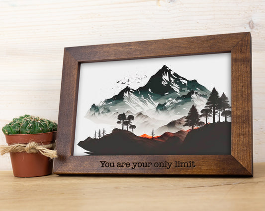 Engraved Brown Photo Frame from Solid Birch Wood