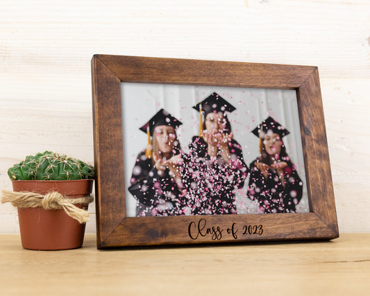 Engraved Brown Photo Frame from Solid Birch Wood