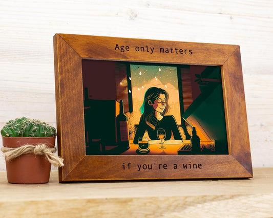 Colorful Engraved Birch Wood Picture Frame